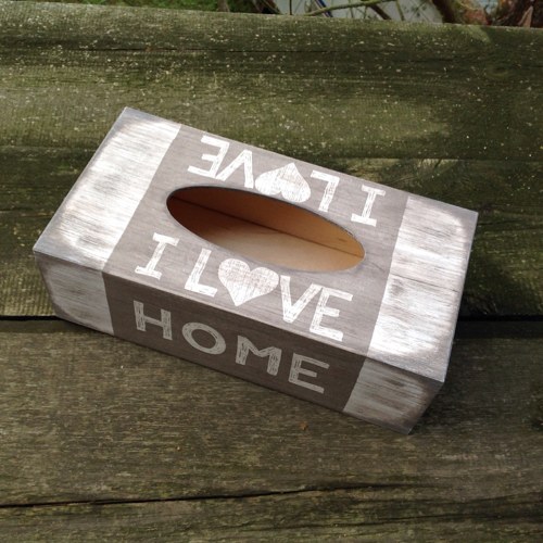 Krabička na kapesníčky - I love home - šedá