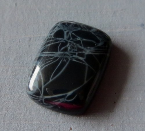 Spider web obsidián kabošon 18x13mm č.6 — foto 1