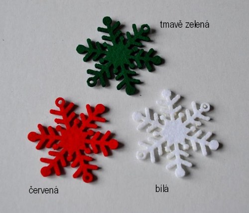 Výseky z plsti - vločka červená