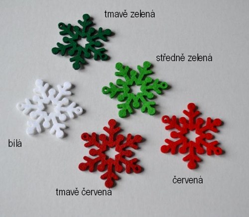 Výseky z plsti - vločka tmavě zelená