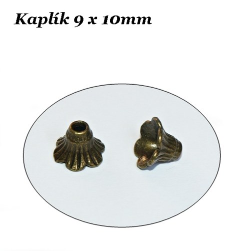 Kaplík staromosaz, 9x10mm, 4 ks — foto 1