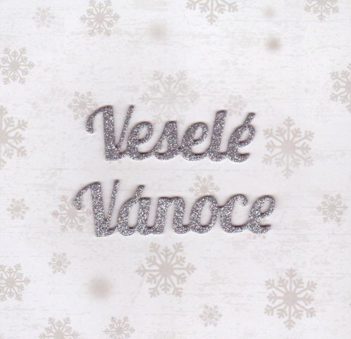 VESELÉ VÁNOCE - stříbrné se třpytkami (4 ks)