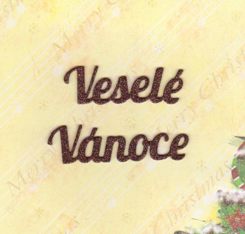 VESELÉ VÁNOCE - hnědé se třpytkami (4 ks)