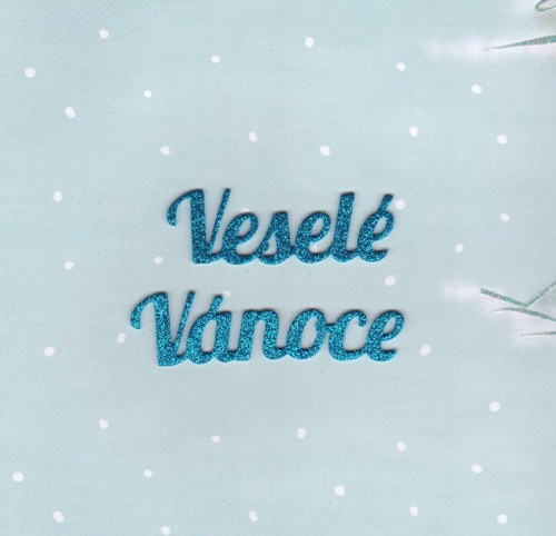 VESELÉ VÁNOCE - sv. modré se třpytkami (4 ks)