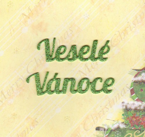 VESELÉ VÁNOCE - sv. zelené se třpytkami (4 ks)
