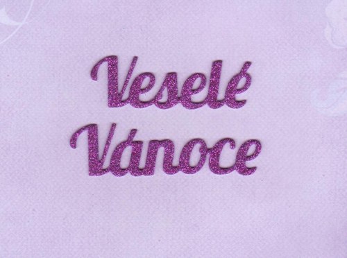 VESELÉ VÁNOCE - fialové se třpytkami (4 ks)