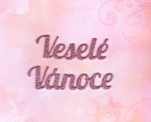 VESELÉ VÁNOCE - sv. růžové se třpytkami (4 ks)