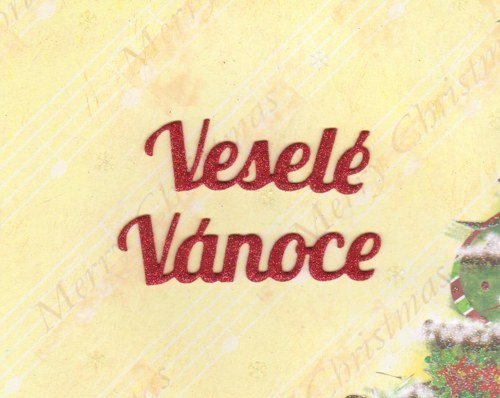 VESELÉ VÁNOCE - červené se třpytkami (4 ks)
