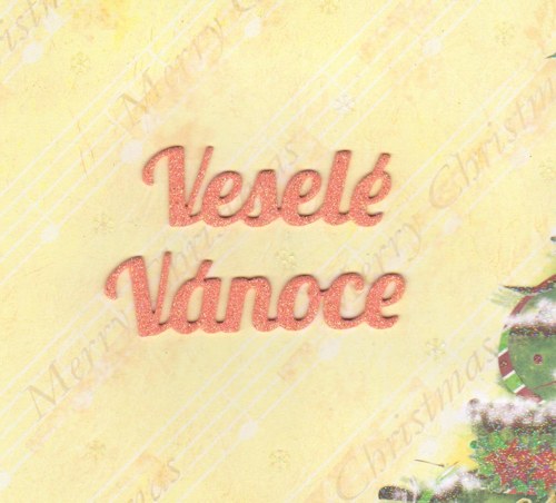 VESELÉ VÁNOCE - oranžové se třpytkami (4 ks)
