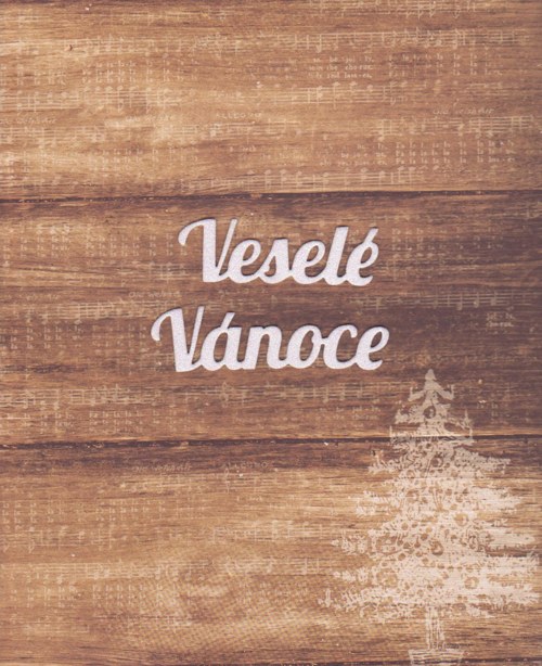 VESELÉ VÁNOCE - bílé se třpytkami (4 ks)