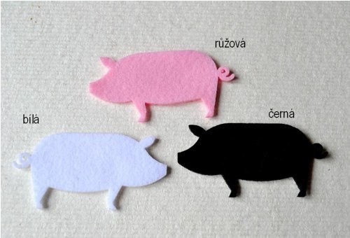 Výseky z plsti - prase černé