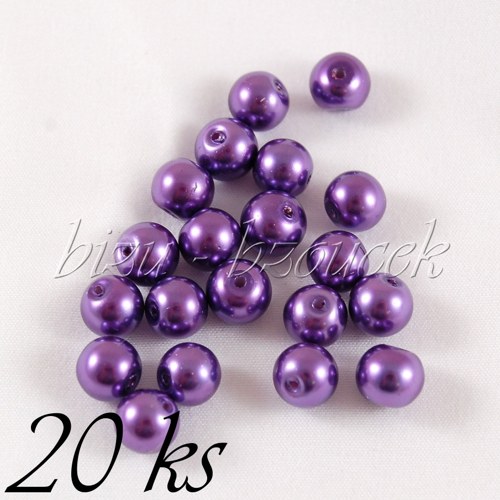 Fialové voskované perle - 8mm - 20ks — foto 1