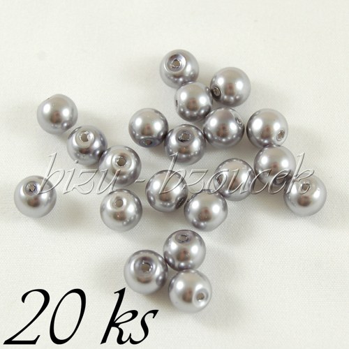 Šedivé voskované perle - 8mm - 20ks — foto 1