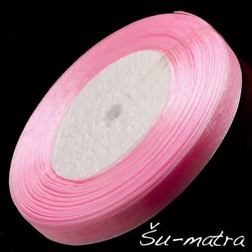 Organzová stuha růžová, 10 mm, 45 m