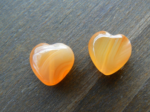 Karneol srdíčko vrtané 12mm sada 2ks — foto 1