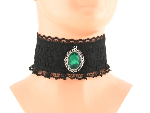 Krajkový obojek černý v gothic stylu 0225