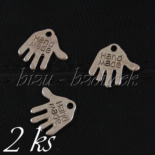 Ruka "hand made", stříbrná barva - 2ks — foto 1