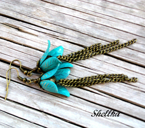 Náušnice ,,TURQUOISE BELLS,, — foto 1