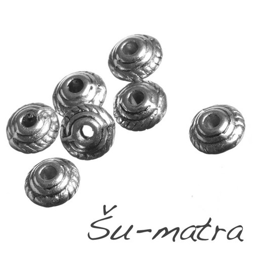 Korálek kovový platinový, 4,6x2,8 mm (25 ks)