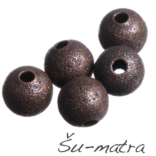 Korálek kovový měděný, 6 mm (10 ks)