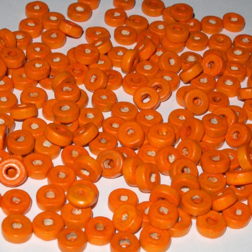 Dřevěné korálky - donut 8 x 3,5 mm (cena 250ks)