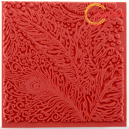 Polymerová textura Cernit 9x9cm paví pera — foto 1