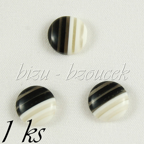 Černo-bílý kabošon 10 mm - 1ks — foto 1