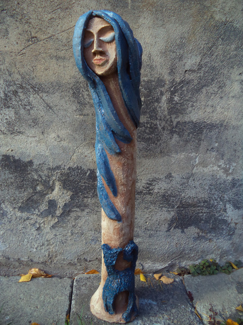 Modrovlasá s modrou kočkou 63cm SLEVA!!! — foto 1