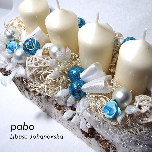 Adventní svícen bílo-tyrkysový — foto 1