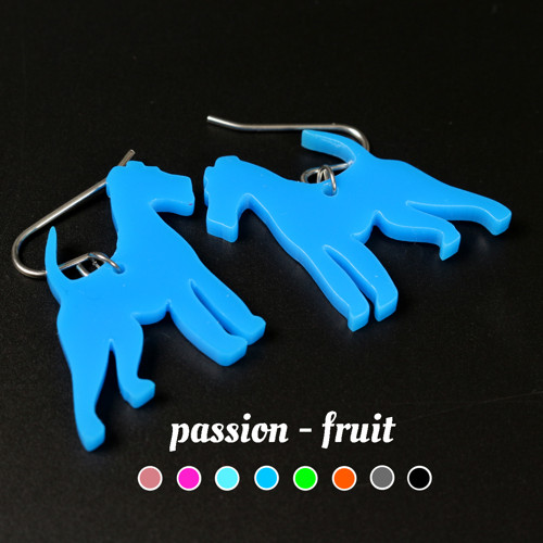 Náušnice plexi foxteriér blue / nerez ocel