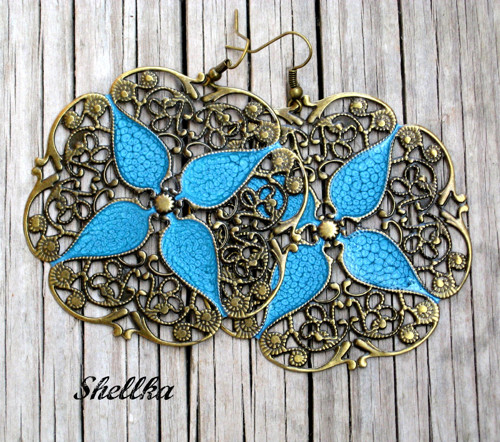 Náušnice ,,TURQUOISE ORNAMENTS,, — foto 1