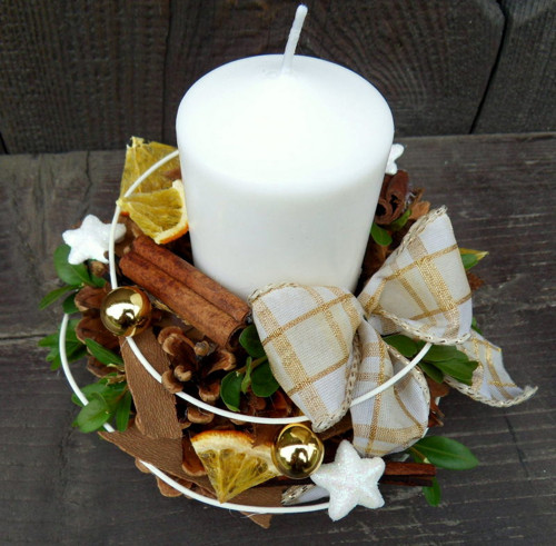 Adventní svícen bílo-zlatý — foto 1