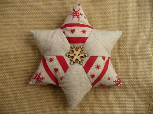 Velká patchworková hvězda / červená-režná