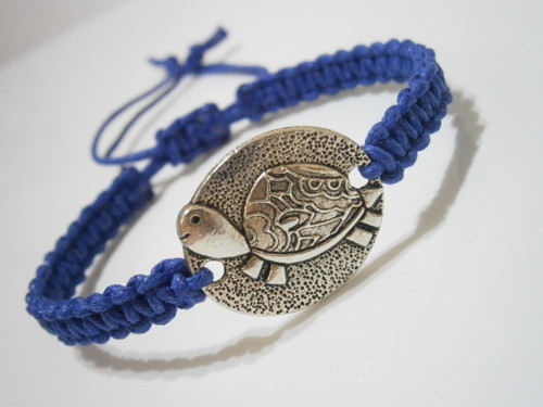 "Želva" - modrý náramek (macramé) - Unisex — foto 1