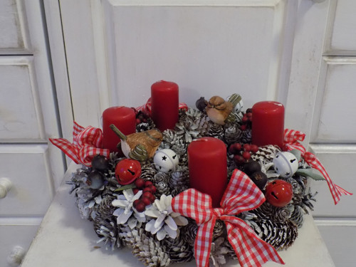 Adventní věneček s ptáčky — foto 1