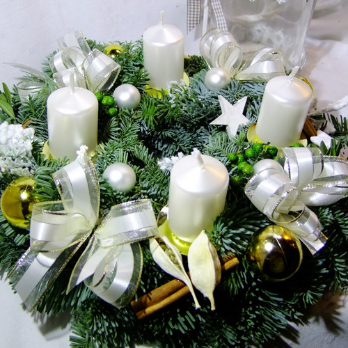 Adventní věnec - chvojový perleťový — foto 1