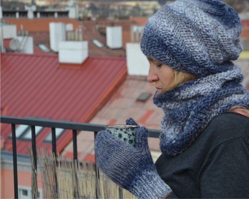 Hřejivá souprava modrošedá melírovaná — foto 1