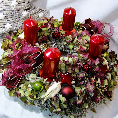 Adventní věnec - Hortenzie vínová — foto 1