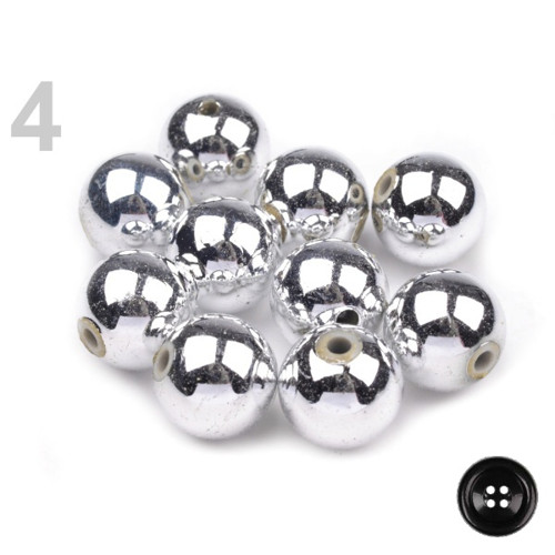 Korálky Glance Metallic pr.12mm (10g) -stříbná sv.