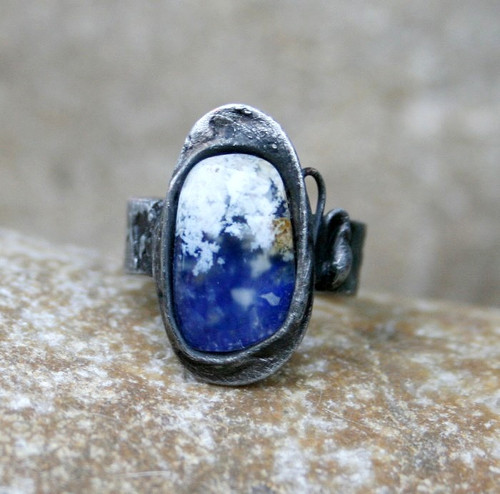 Lapis lazuli/achát-dubleta prsten — foto 1