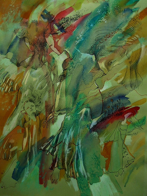 Andělé I - kresba 35x50cm