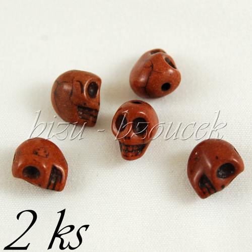 Korálek hnědá lebka 10mm - 2ks — foto 1