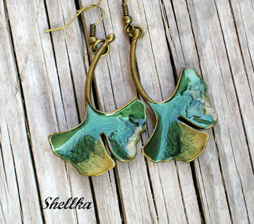 Náušnice,,GINKO LISTY,, — foto 1