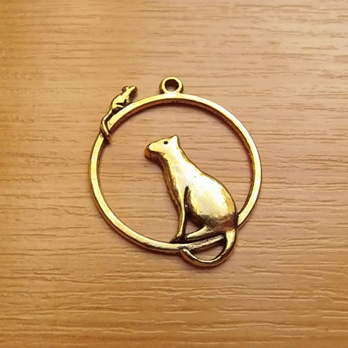 Kočka a myš - zlato - 31mm x 26mm