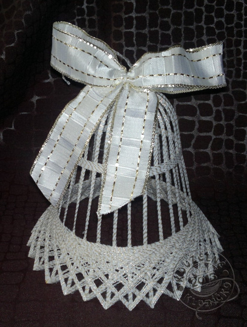 Zvonek BÍLOZLATÝ 13 cm
