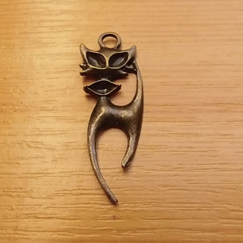 Kočka - starobronz - 38mm x 13mm