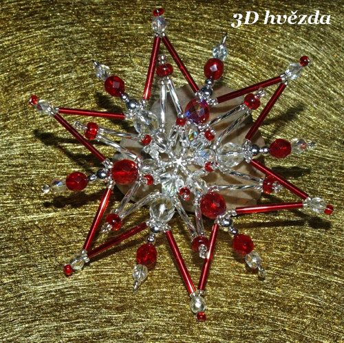 3D hvězda z korálků - červená — foto 1