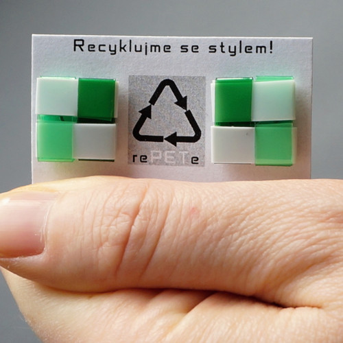 Upcycling: náušnice Bílo-Zel-ZelTma — foto 1