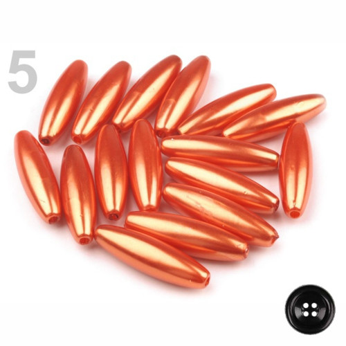 Korálky oliva 10x30mm (10ks) - oranžová tm.