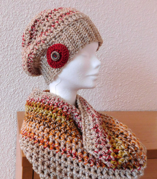 Háčkovaná čepice do červena — foto 1